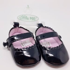 Little Me  Black Baby Shoes size 1